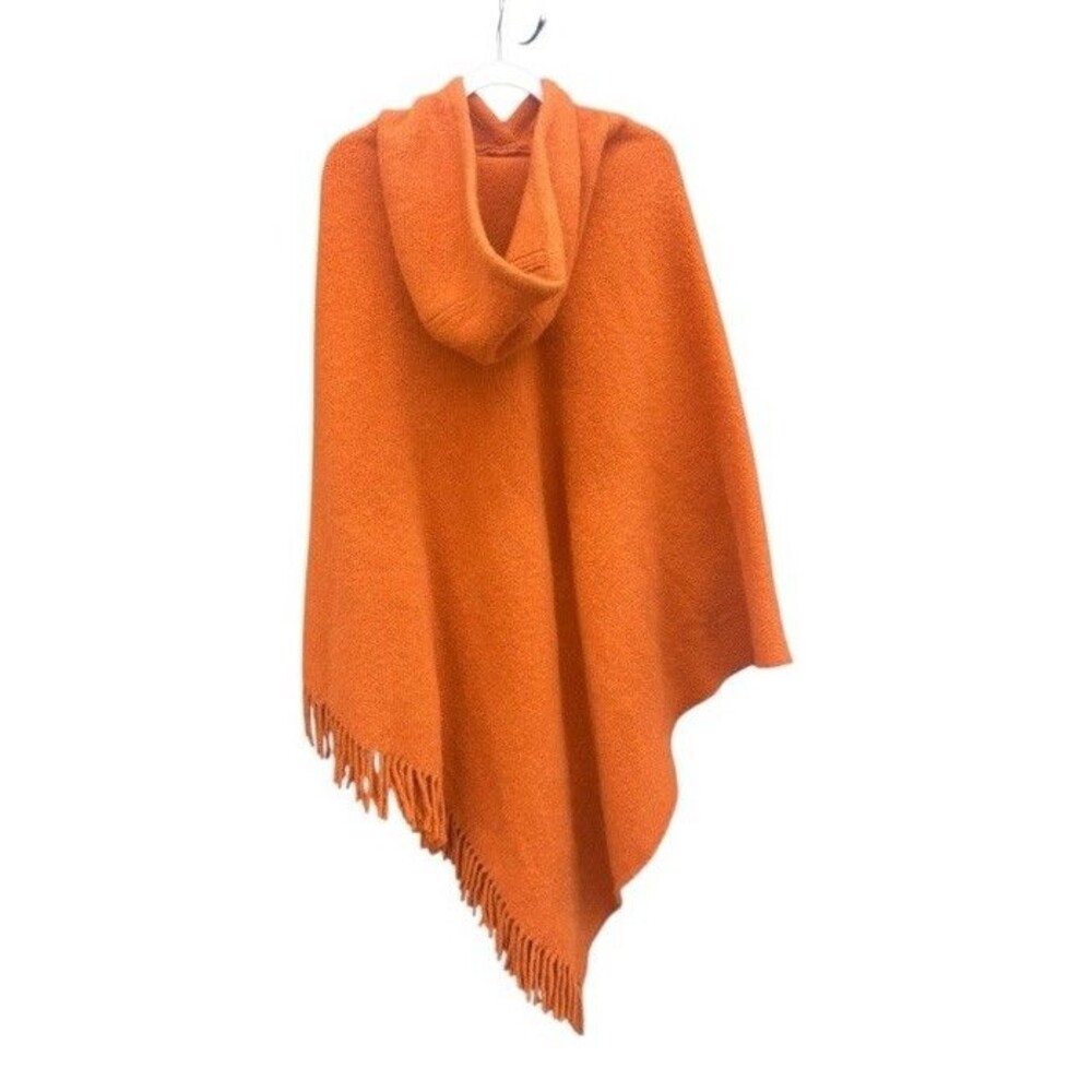 Orange pure lambswool hooded poncho (ladies)